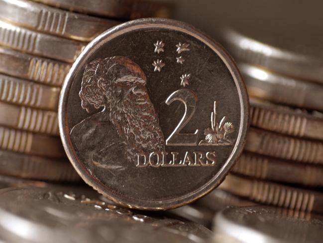 Focus on an Australian two dollar coin