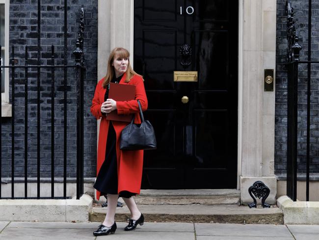 LONDON, ENGLAND - JANUARY 21: Deputy Prime Minister Angela Rayner leaves Downing Street after the weekly cabinet meeting on January 21, 2025 in London, England. Tuesday's Cabinet meeting comes the day after US President Donald Trump returned to office, on campaign promises of introducing trade tariffs, ending the war in Ukraine, and forcing NATO members to increase their defense spending, among other policies with potential global impact. (Photo by Dan Kitwood/Getty Images)