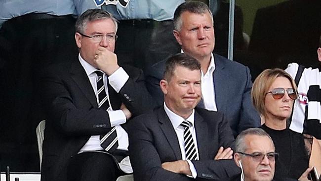 Collingwood president Eddie McGuire, Graham Allan and CEO Gary Pert. Picture: Michael Klein