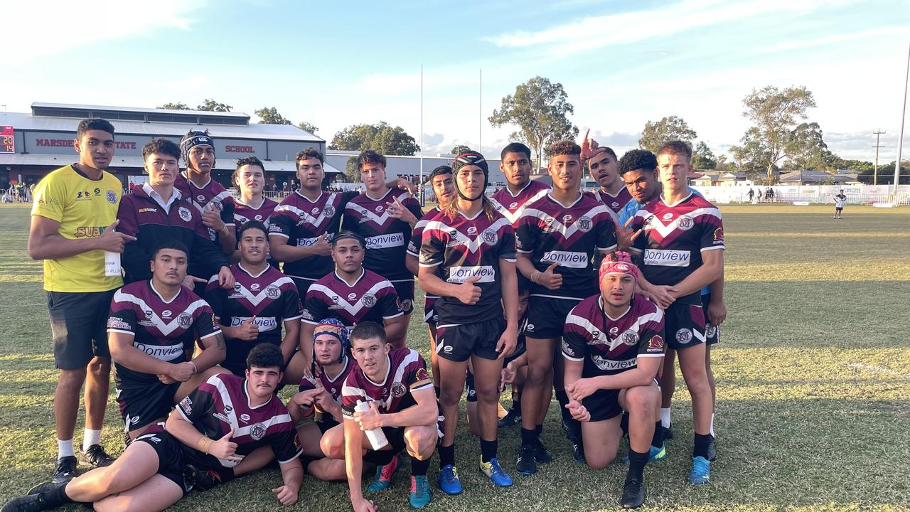 The Marsden SHS reserves, with try scorer Mana Whakatau in the middle.