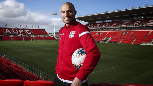 James Troisi looking good in red at Coopers Stadium. Picture Sarah Reed