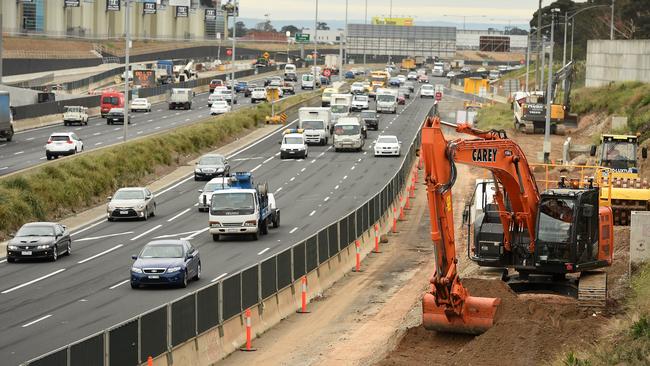 Construction work to widen the Tullamarine Freeway. Picture: David Smith