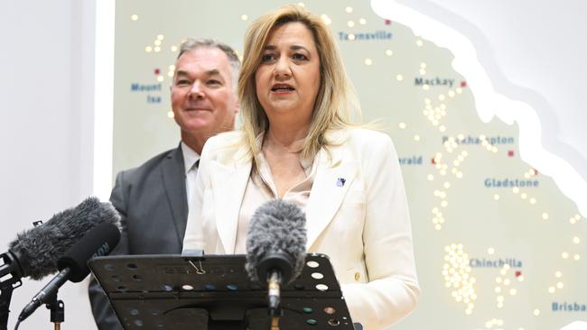 Premier Annastacia Palaszczuk and Resources Minister Scott Stewart at the World Mining Congress in Brisbane. Picture: Dan Peled/NCA NewsWire