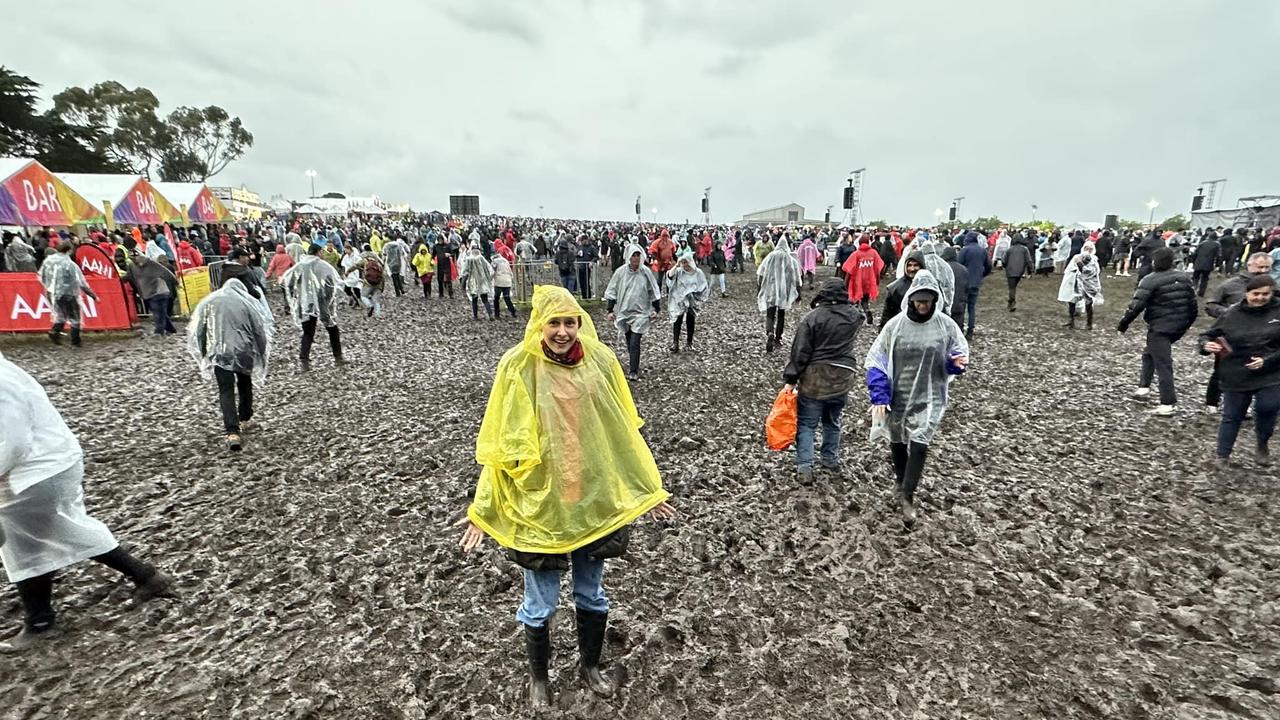 Revellers were covered in mud and rain at A Day on the Green. Picture: Facebook