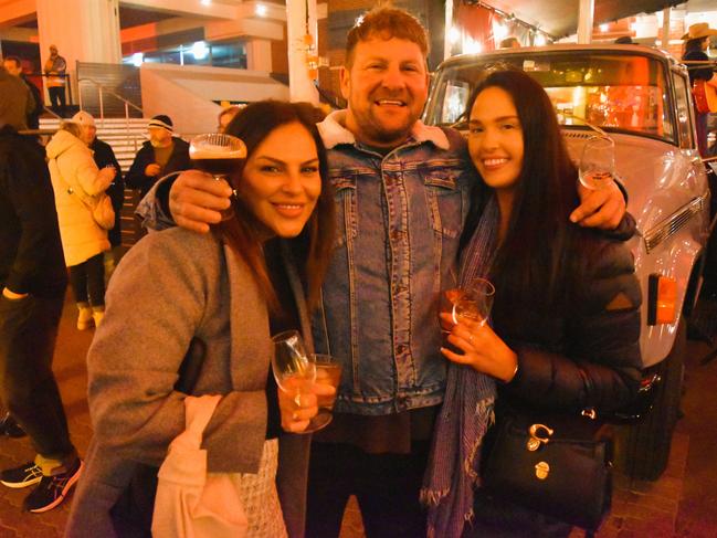 Erin, Ash and Jane at the Whisky, Wine and Fire Festival 2024 at the Caulfield Racecourse. Picture: Jack Colantuono