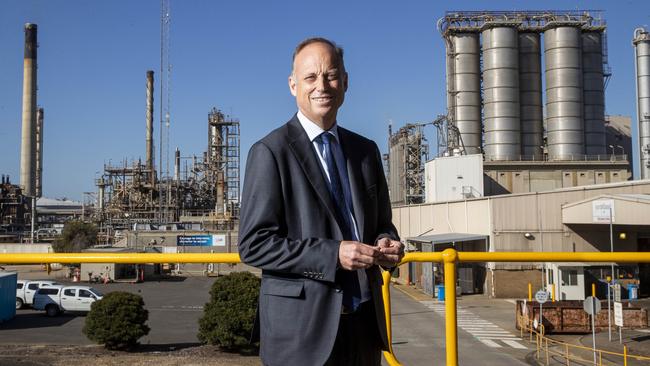 Viva Energy CEO Scott Wyatt, at the Geelong refinery. Picture: Aaron Francis