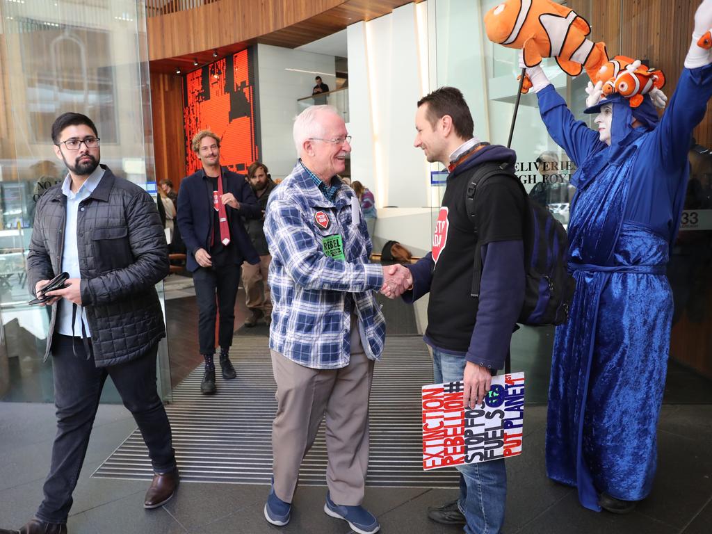 Protesters outside the Adani office at 133 Castlereagh street, Sydney. Picture: John Grainger