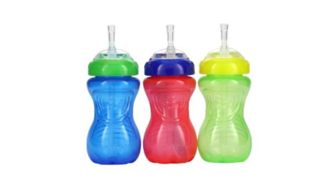 Nuby 3 Pack No-Spill Cup with Flex Straw - Neutral - 10 Ounce - 12+ Months