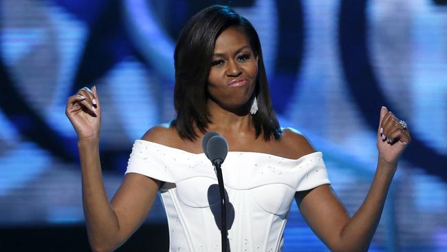 First Lady Michelle Obama speaks during a taping of the Black Girls Rock award ceremony at the New Jersey Performing Arts Center, Saturday, March 28, 2015, in Newark. (AP Photo/Julio Cortez)