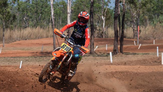 Ollie Birkett #610 from Western Australia at the 2023 KTM Australian Junior Motocross Championships, Darwin, NT, Australia. Picture: Pema Tamang Pakhrin