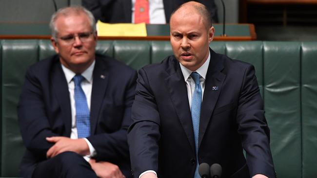 Treasurer Josh Frydenberg during the budget delivery in the House of Representatives on October 06, 2020 in Canberra, Australia. (Photo by Sam Mooy/Getty Images)