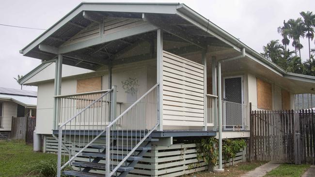 The house at 17 Enmore Street Manoora has been boarded up for months. Picture: Brian Cassey