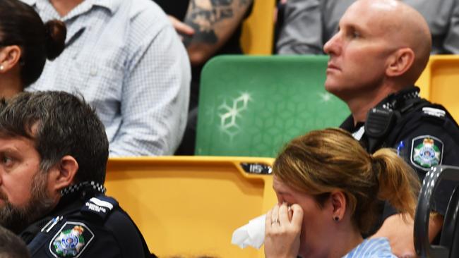 Police memorial serive fro Constable Rachel McCrow and Constable Matthew Arnold at the Townsville Stadium. Picture: Evan Morgan