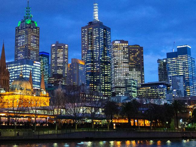 The Melbourne city skyline, photographed from Southbank. Picture: Mark Stewart