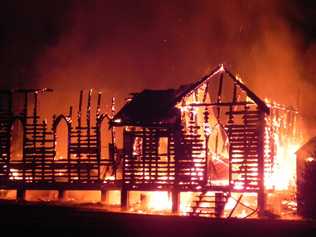 Firefighters battle a blaze that destroyed the Glenreagh Catholic Church early Sunday morning. Picture: Jennie Seed