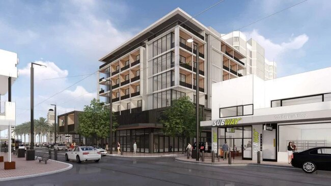 An artist’s impression of the new hotel to be built on the corner of Jetty Rd and Colley Tce. Image: Alexander Brown Architects