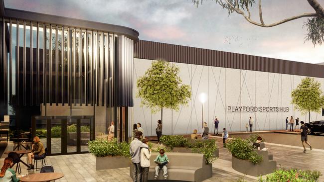 Planning documents reveal new artist renders of the new Playford Sports Hub. Picture: Plan SA