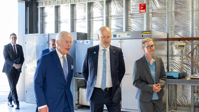 His Majesty King Charles III visits the National Bushfire Behaviour Research Laboratory. Picture: NewsWire / Ben Appleton