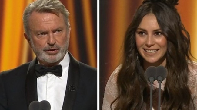 Sam Neill and Amy Shark at the 2023 Logies