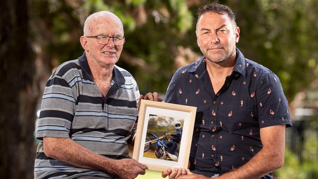 Andy McGregor and his son Andrew McGregor miss their grandson and son, Jarred, who was killed when his mate Joshua Wright crashed his car on Rawson Ave, Sutherland last year. Picture: Julian Andrews