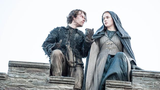 Theon Greyjoy and Sansa Stark Game of Thrones via HBO