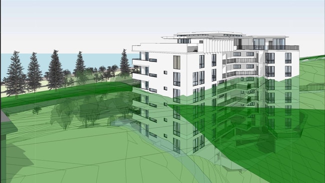 3D views renders of original plans for the Farnborough Road apartments development by Red Door Architects.