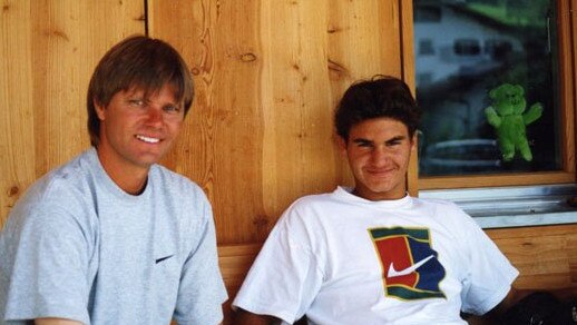 Roger Federer with his former coach, Peter Carter