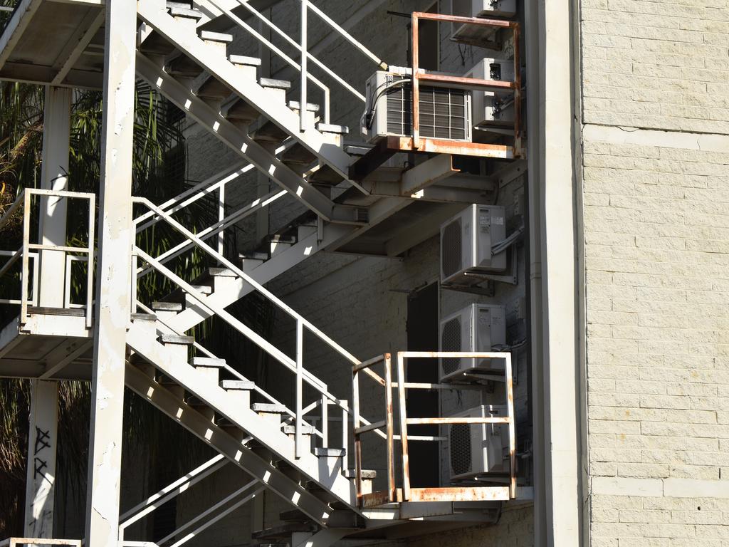 Fire exit stairs at the Rockhampton Plaza Hotel.