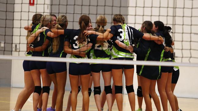 Action from the QGSSSA volleyball match between Somerville House and Moreton Bay College. Photo:Tertius Pickard