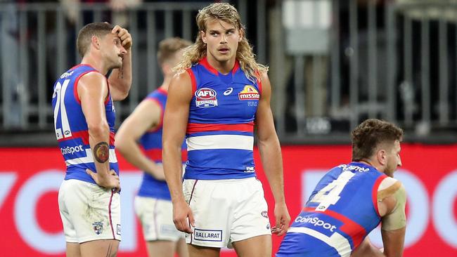 Bailey Smith and the Bulldogs feel the pain of grand final defeat. Picture: AFL Photos/Getty Images