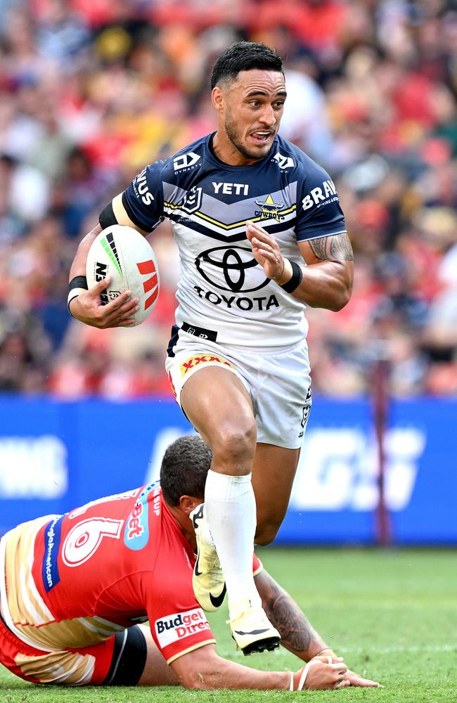 Valentine Holmes has scored more tries against the Newcastle Knights than any other active player. (Photo by Bradley Kanaris/Getty Images)