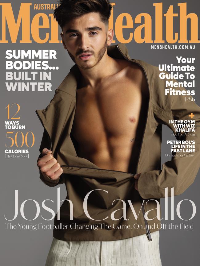 The cover of the August issue of Mens Health, featuring the footballer.