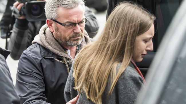 Borce Ristevski, with daughter Sarah, was stunned when asked if he had killed his wife. Picture: Eugene Hyland