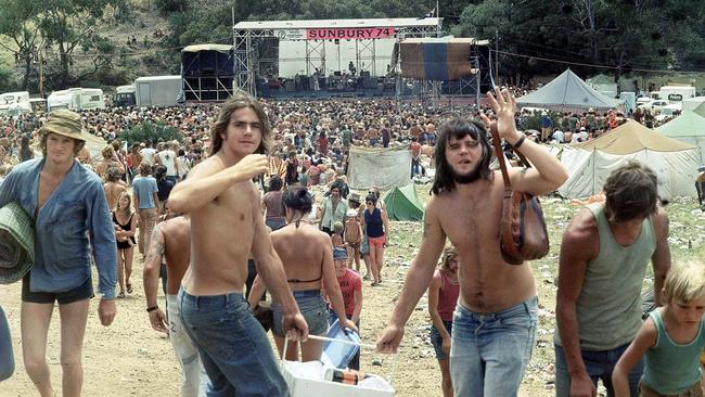 Crowds at the Sunbury Pop Festival in 1974.