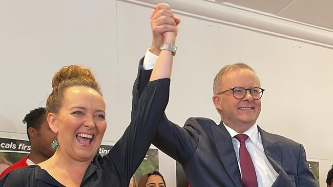 Prime Minster Anthony Albanese in Boronia for Labor’s Aston by-election candidate Mary Doyle’s campaign launch on Saturday, March 4, 2023. Picture: Kiel Egging.