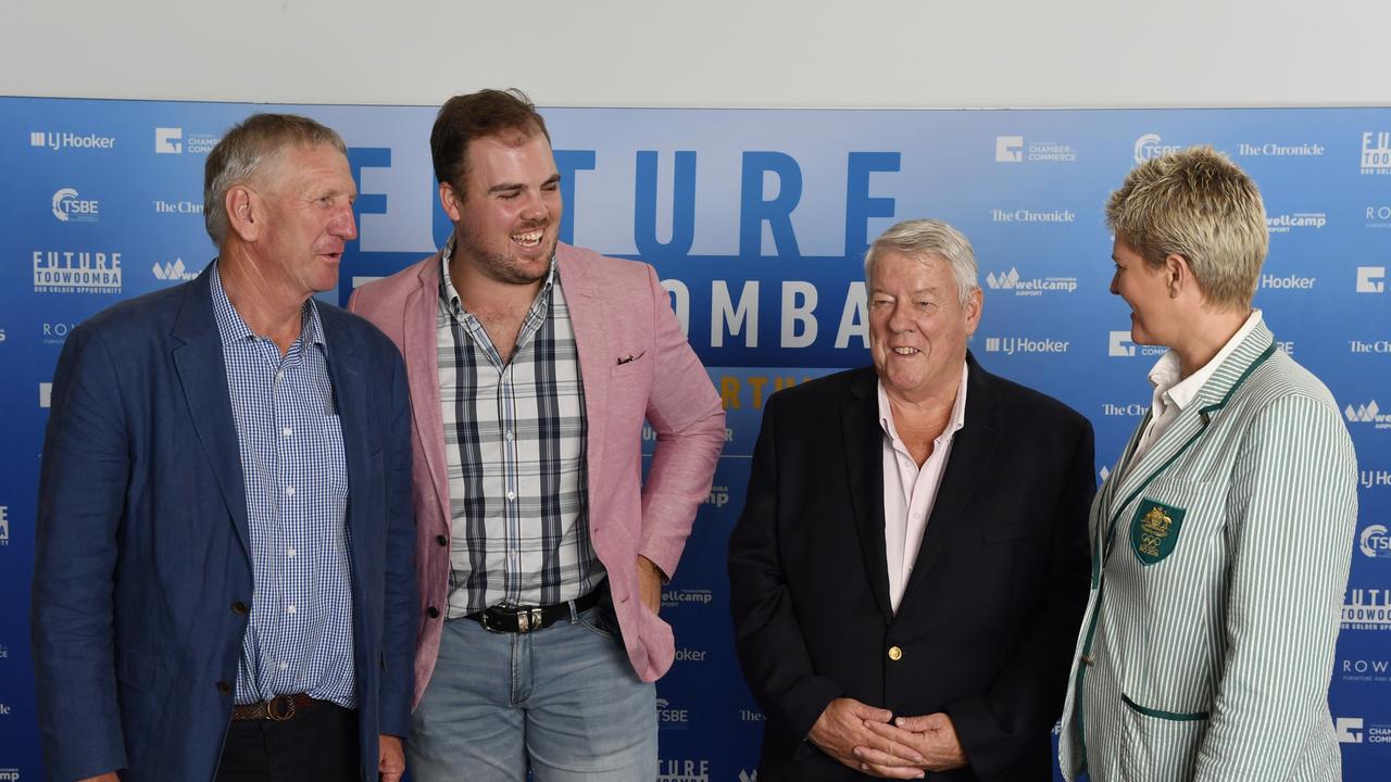 At Future Toowoomba lunch are (from left) Denis Wagner, Matt Deny, John Wagner and Nat Cook at Wellcamp Airport, Friday, December 3, 2021. Picture: Kevin Farmer