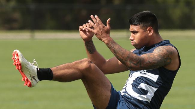 Tim Kelly faces a fitness test before featuring for Geelong against GWS in Round 4. Picture: Alison Wynd