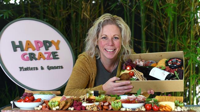 Jackie Walker’s graze boxes have taken off during COVID-19. These are her savoury platters. Picture: Josie Hayden