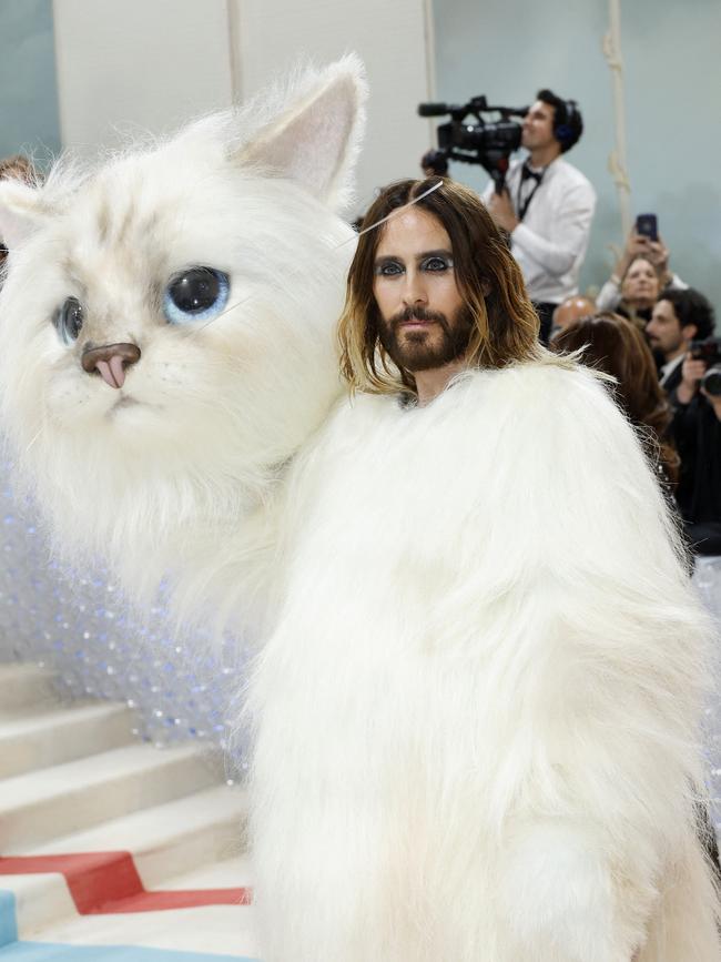 Jared Leto revealed it was him inside the furry costume. Picture: Mike Coppola/Getty Images/AFP.