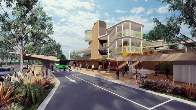 Artist impression of the new Merrimac Railway Station. Picture: Supplied