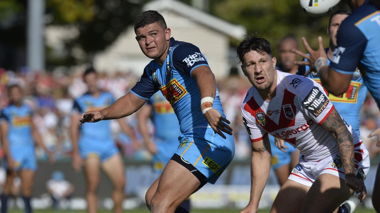 Ash Taylor in action for the Gold Coast Titans in 2018.