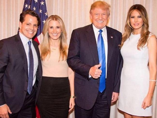 Anthony Scaramucci and wife Deidre Ball with Donald and Melania Trump. Picture: Twitter