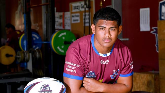 Ben Uini Wavell SHS Langer Trophy schoolboy rugby league players. Thursday May 25, 2023. Picture, John Gass