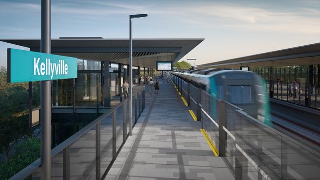 Artist's impression of the Sydney Metro Northwest Kellyville Station. Picture: Transport for NSW