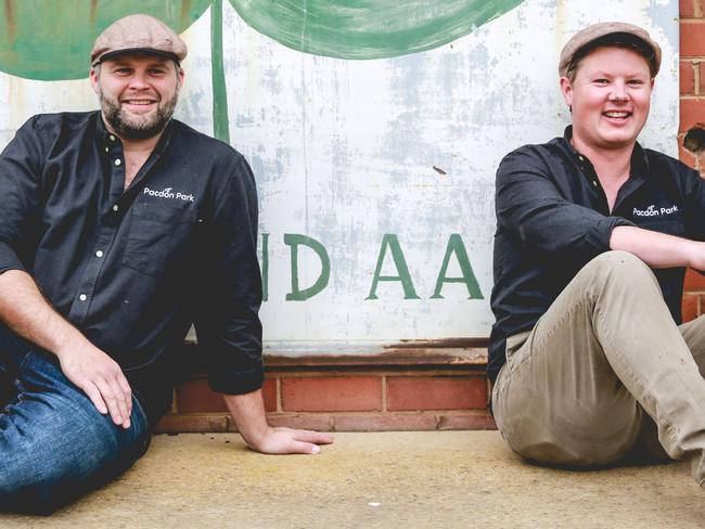 Pacdon Park Free Range Butchery's Pete Tonge (left) and Jim Arrowsmith (right) outside their Echuca-Moama British smallgoods factory.