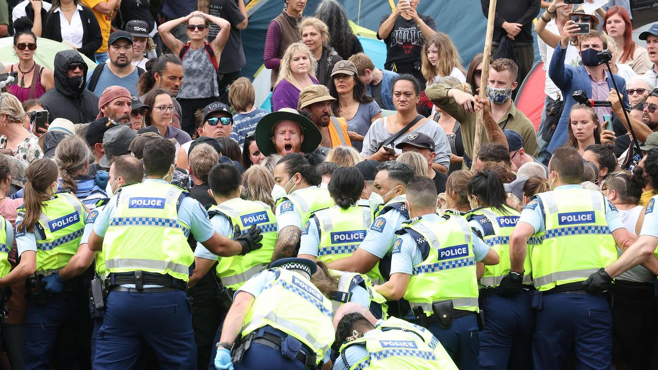 At least 120 protesters were arrested on Thursday after police had taken a hands-off approach the first two days. Picture: Marty Melville / AFP