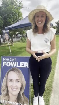 Gold Coast council candidate Naomi Fowler on the campaign trail