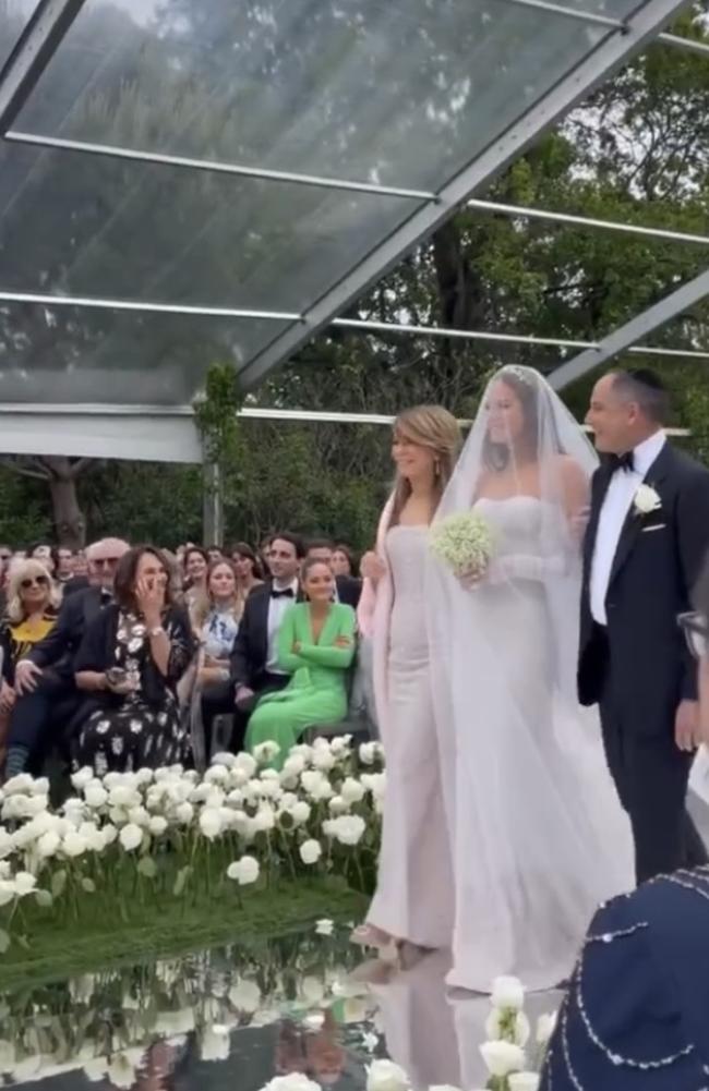 Geminder was walked down the aisle by her parents Fiona and Raphael.