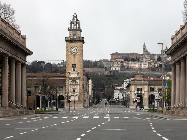 The Viale Vittorio Emanuele II and the Upper Town in Bergamo, Italy. Picture: Getty Images