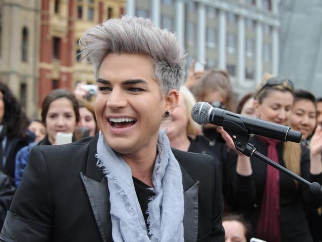 Adam Lambert performs a free gig at Federation Square in Melbourne in 2012.